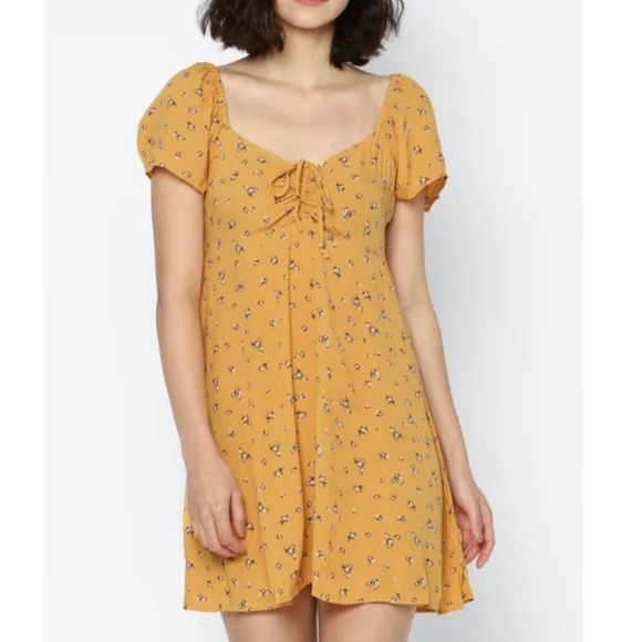 American Eagle Flowy Yellow Floral Dress Spring Summer Size Small - Picture 1 of 5